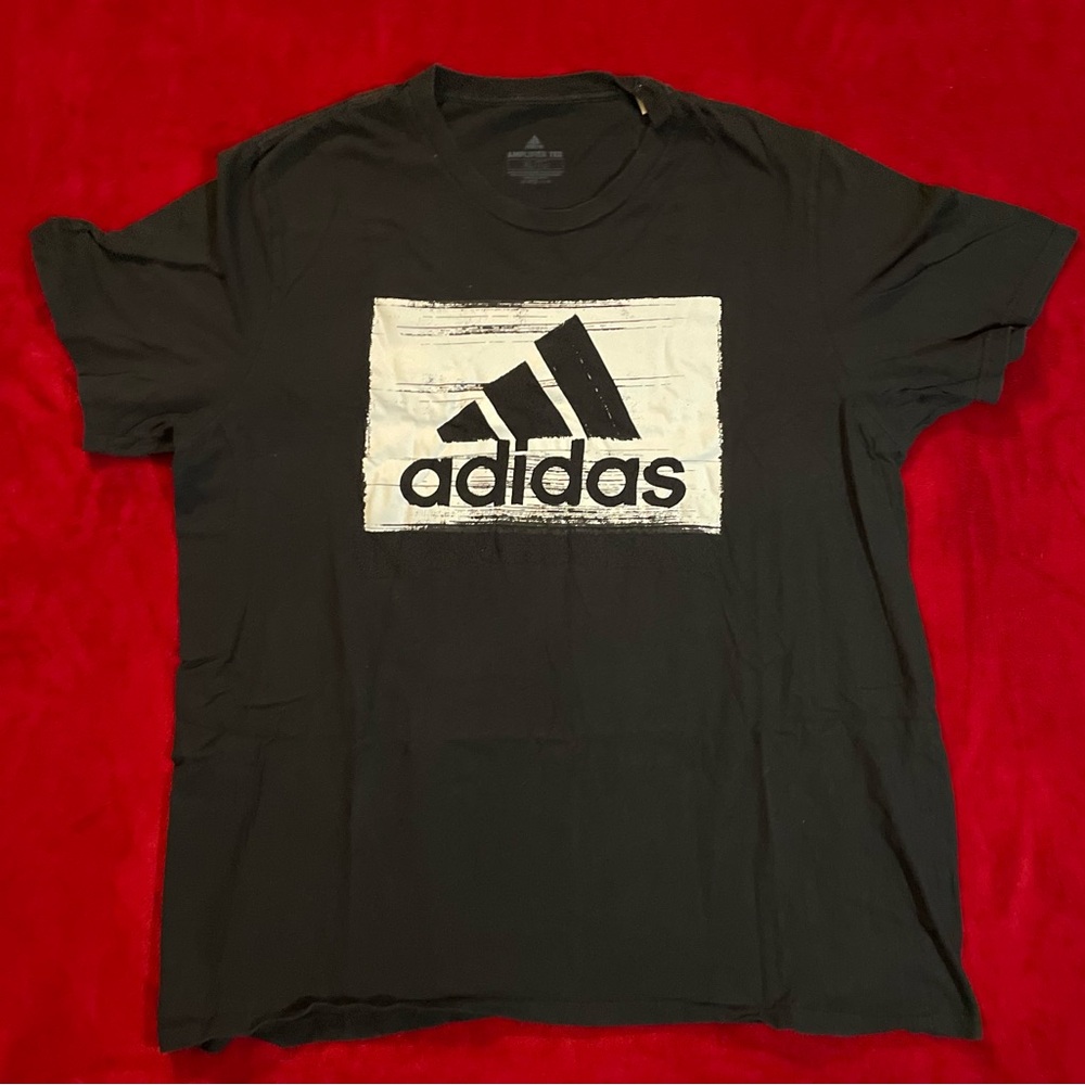 Adidas Men's Short Sleeve Amplifier Tee White Adidas Logo Black T-Shirt Sz: XL